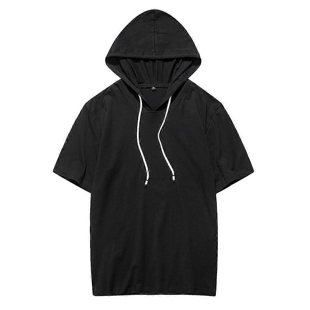 Mens Short Sleeve Pullover Capuche Sweat Shirt