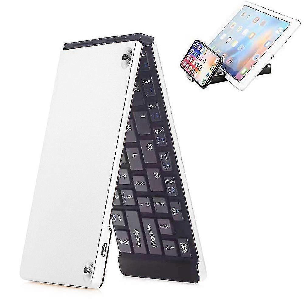 Double Folding Wireless Bluetooth Keyboard,for Ios Ipad,android Tablet Silver