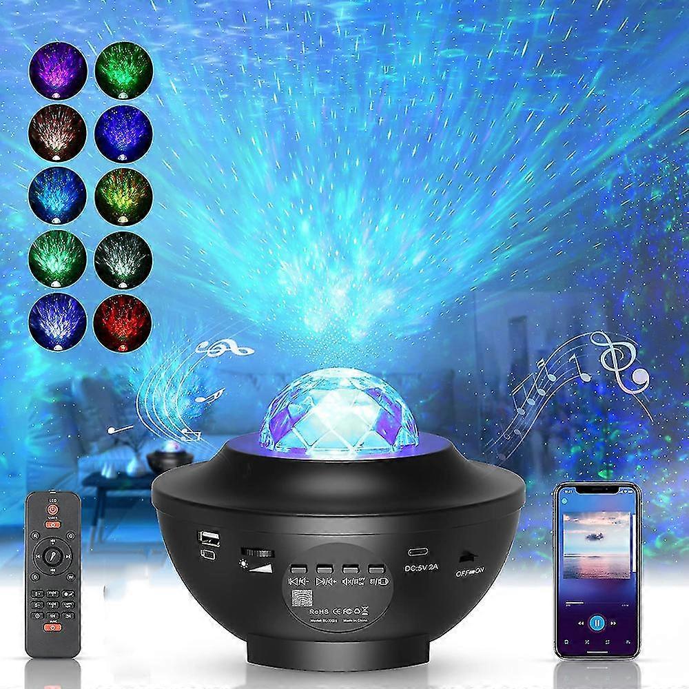 Led Starry Sky Projector Lamp, Rotierende Wasserwellen, Galaxy Projector -nachtlicht Mit Fernbedienung Und Timer, Kinder- Und Erwachsenen -raumdekorat