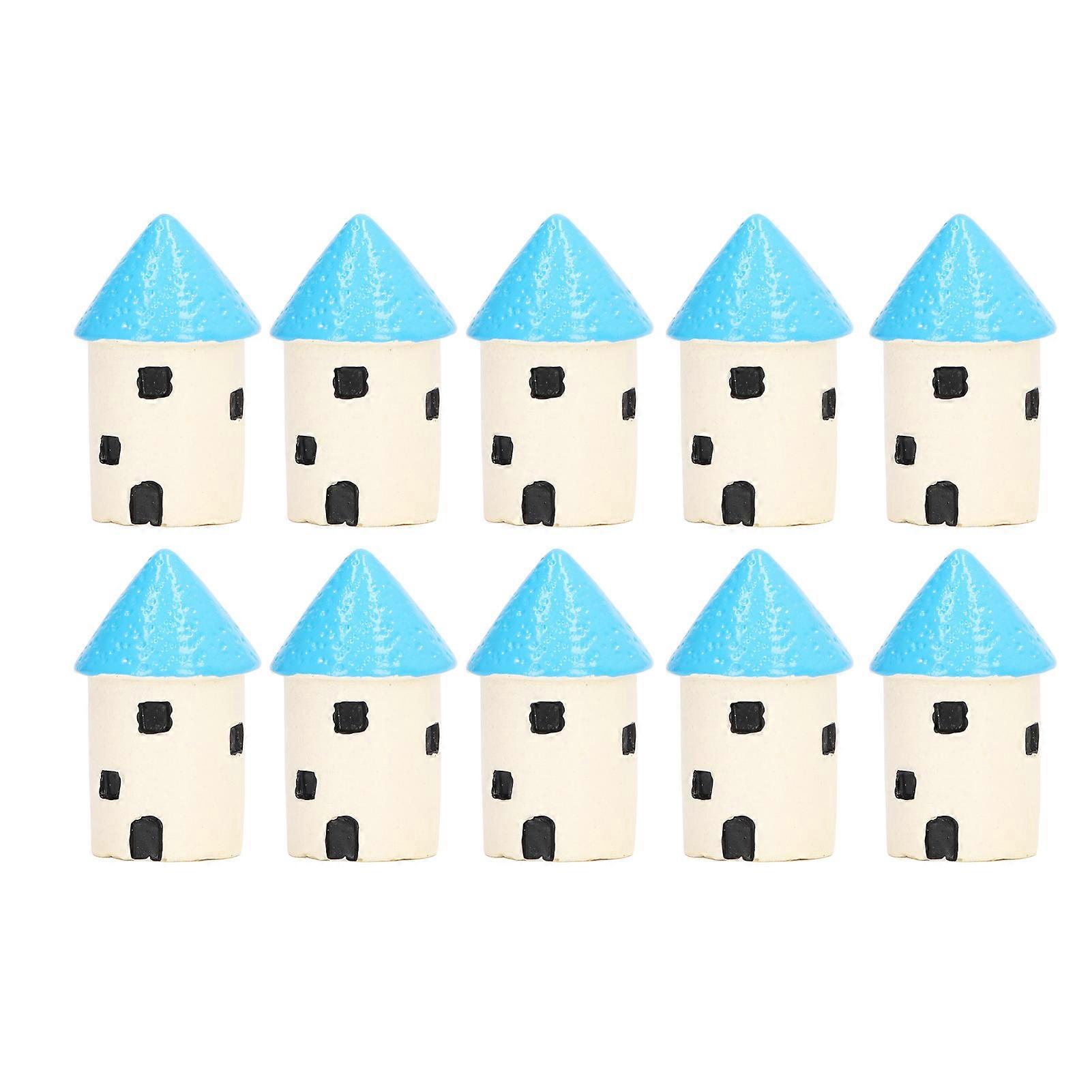10pcs Miniature House Decoration Resin Micro Landscape House Figurine Ornament Dollhouse Accessory