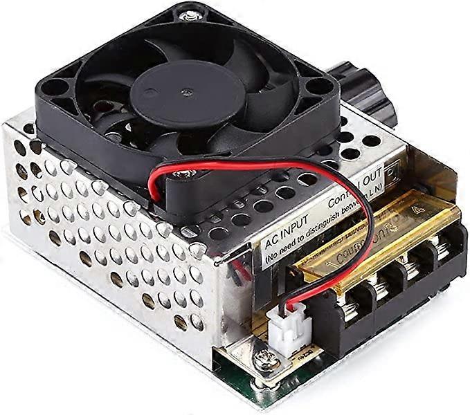 SCR Electric Voltage Regulator Dimmer Temperature Controller Motor Speed Controlling Module Board with Cooling Fan (110V AC 4000W )