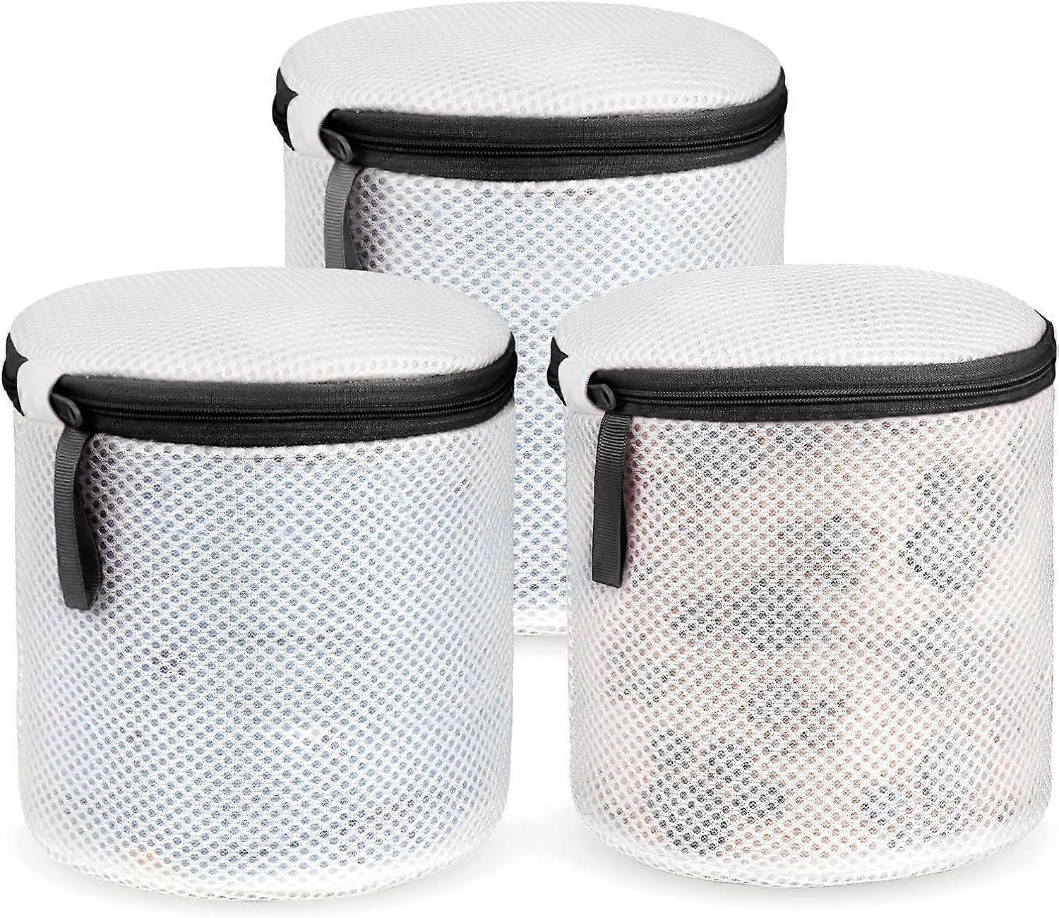 Washing Machine Net, 3PCS Cylindrical Laundry Bag with Zipper for Machine Washing, Reusable Washing Nets for Stockings, Blouse, Underwear, Bra, Linger