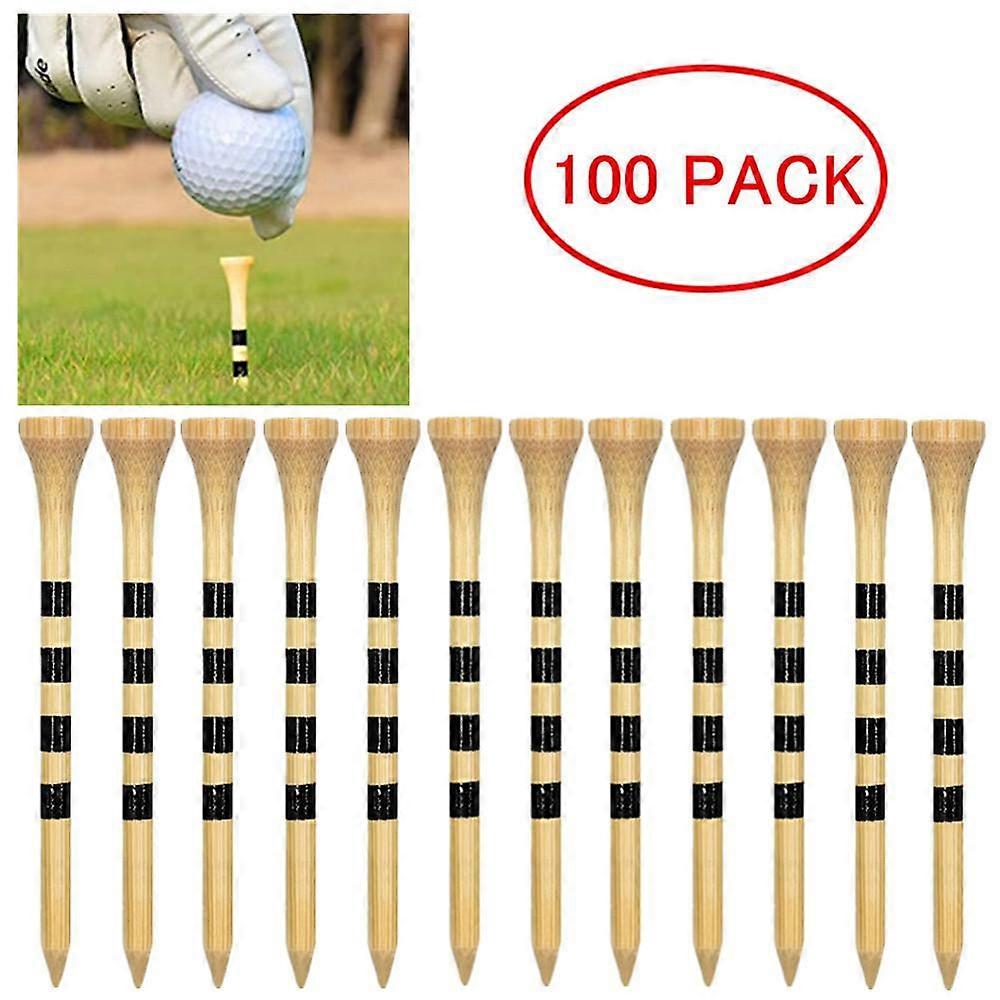 100Pcs Golf Tees, Low-Resistance Tip Hit Resistant Decrease Friction Bamboo Golf Tees Golf Tees for Golfer Practice