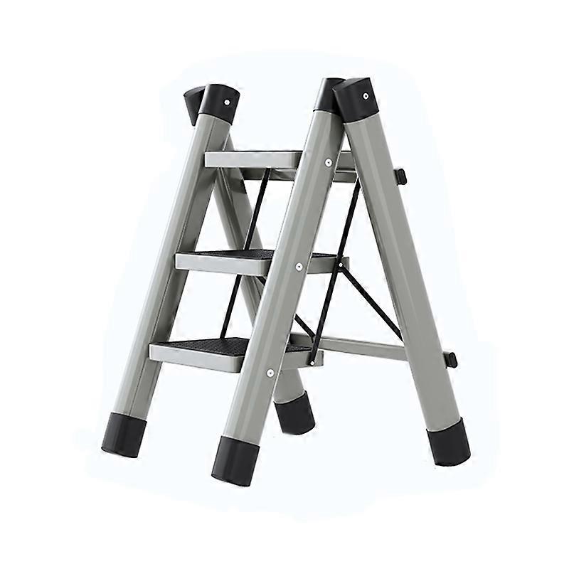 Step Ladder Folding 3 Steps Non Slip Waterproof Rustproof Household Handling Equipment Gray