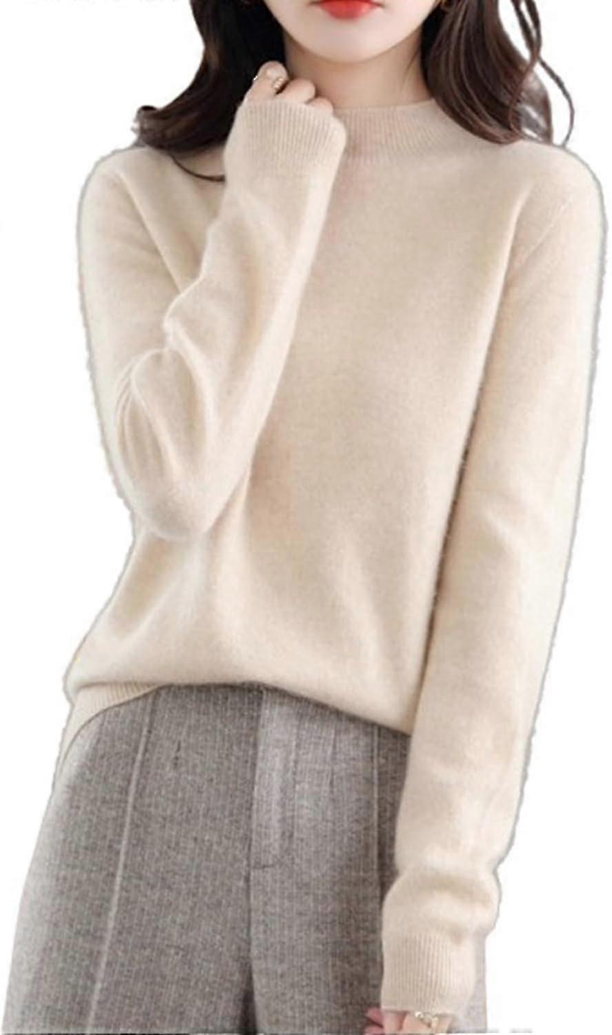 Pull en cachemire pour femmes,Pull douillet doux,Pulls en cachemire à manches longues à col rond automne hiver