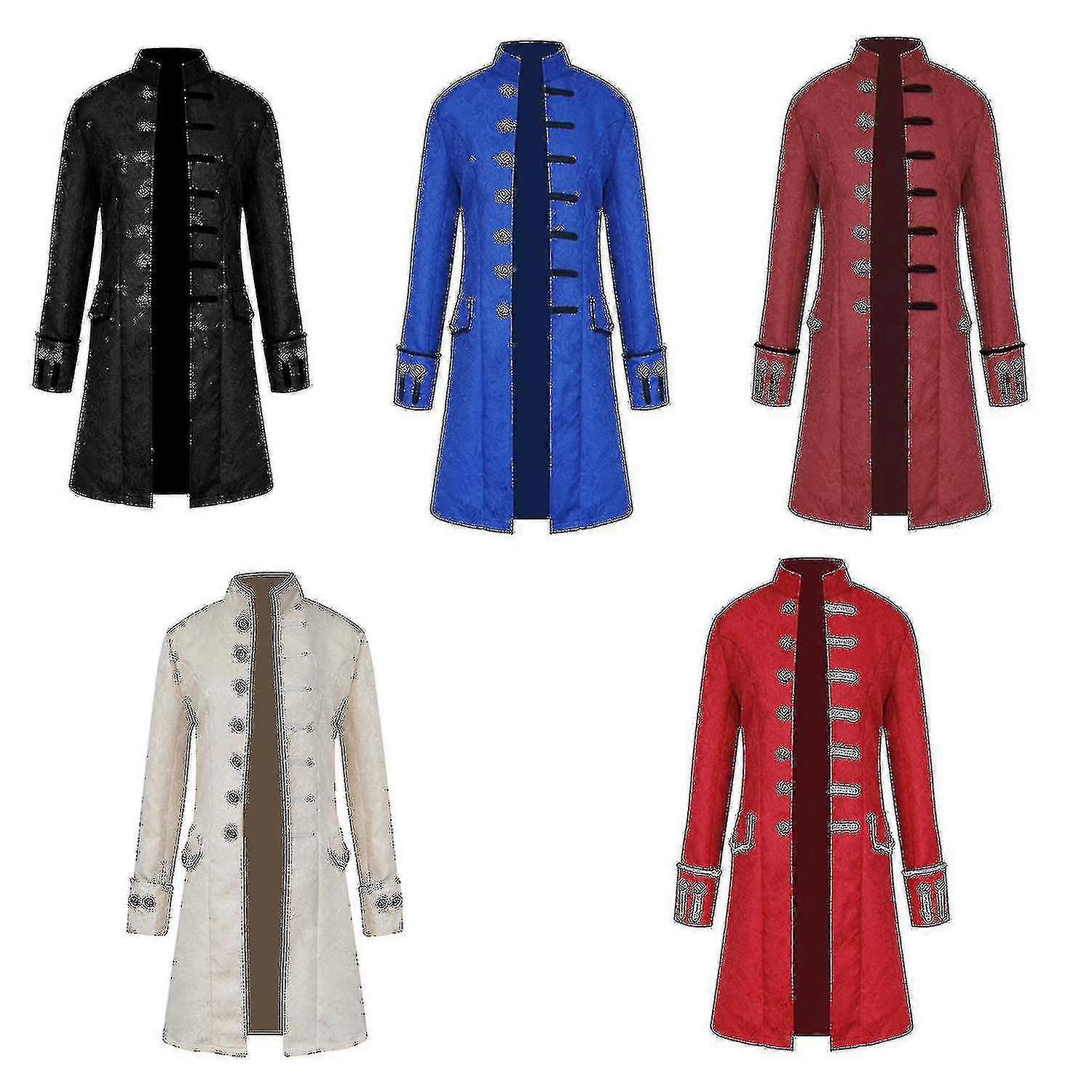 Herren Mantel Mode Steampunk Retro Herren Uniform Karneval Stand Kragen Costume_y