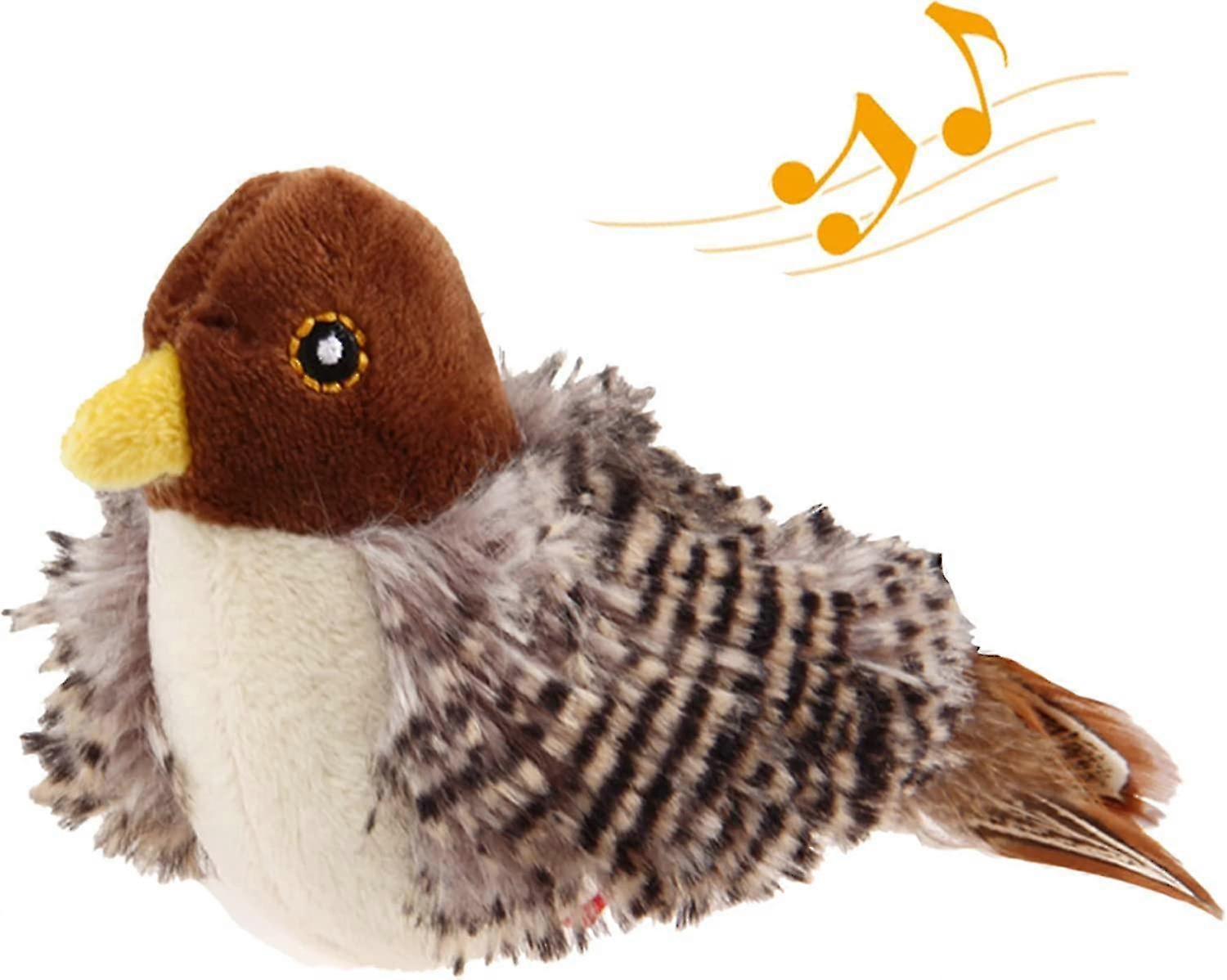 Cat Toys For Indoor Cats, Interactive Cat Toy With Real Chirping Bird Electronic Sound, Cat Feather Toys With Soft Plush Relieve Boredom