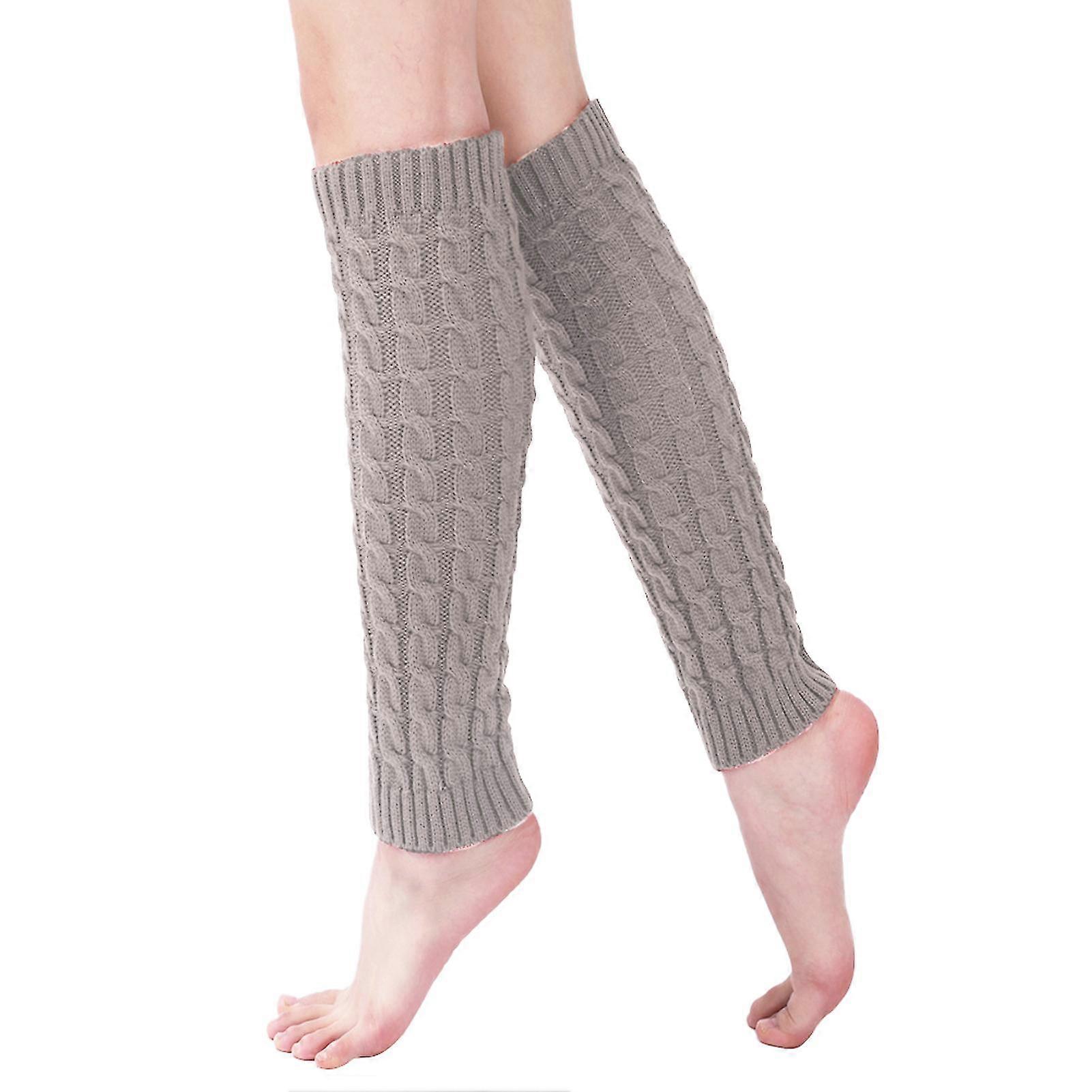 1pair Women Ankle Winter Knee High Leg Warmer Knitted Crochet Solid Legging Long