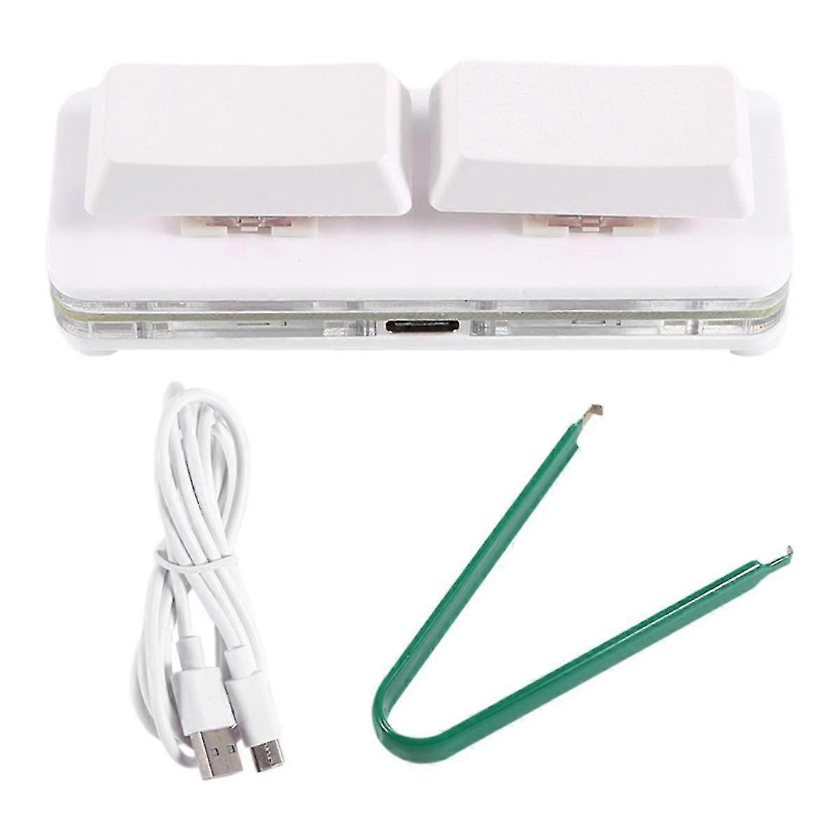 2 Key Custom Shortcut Keyboard Usb Hot Swappable Mechanical Shaft Wired Enter Space Custom Screen Cut Keyboard,white