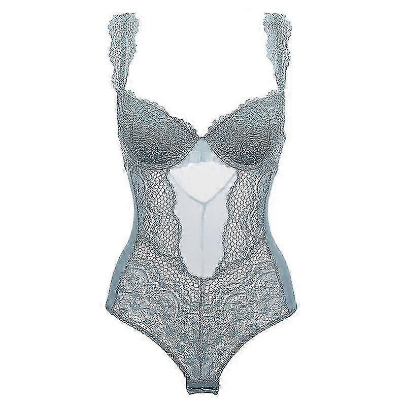 Sexy Spitze Translucent Damen Body Blau