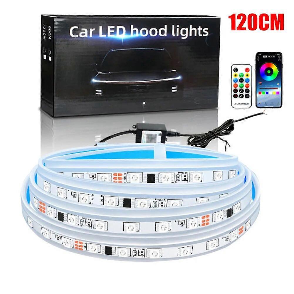Car Hood LED Strip Light 12V Daytime Running Light Scan Lighting Waterproof Flexible Strip Decorative Atmosphere Light Neon Lamp