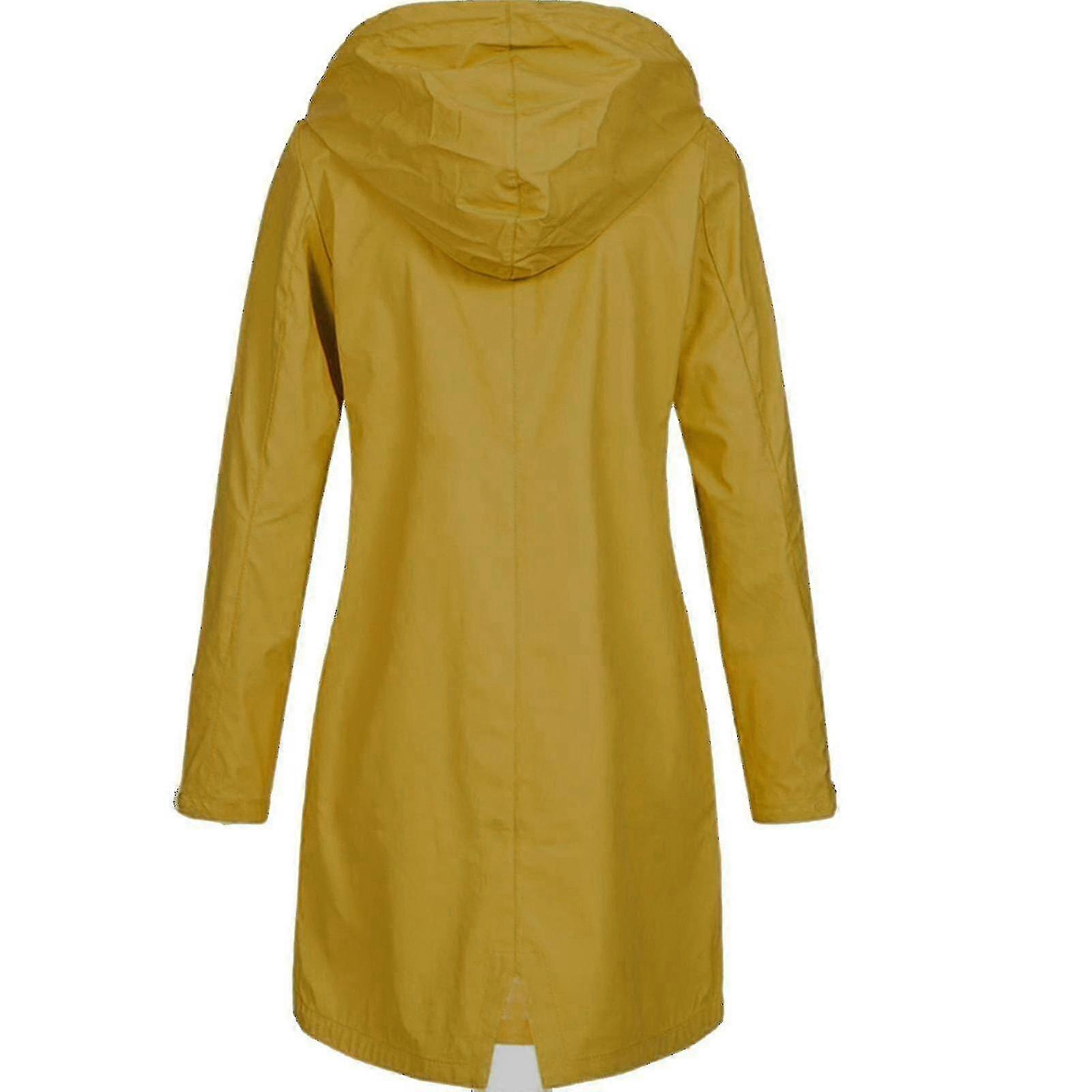 Jaqueta de chuva feminina sólida plus size, à prova d'água, com capuz, à prova de vento