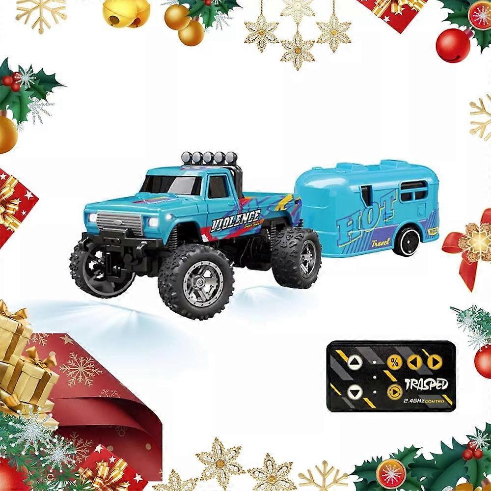 ميني RC الوحش شاحنة USBC قابلة لإعادة الشحن تحت التدفق مع مقطورة ، 1:64 سبيكة مقياس