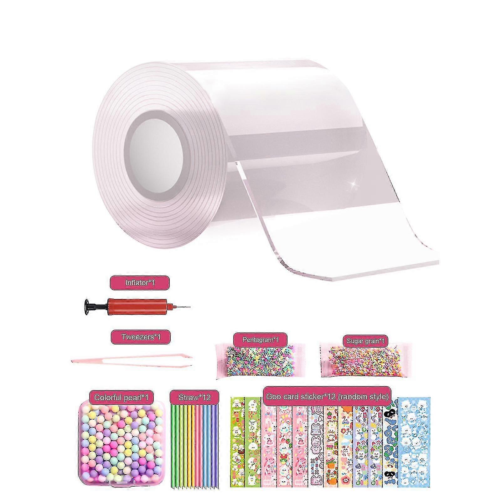Nano Tape Bubble Kit Pro Děti S Podrobnými Video Tutoriály - Netoxická Nano Lepicí Páska A DIY Bubble Maker Pro Rodinnou Zábavu (transparentní) PK