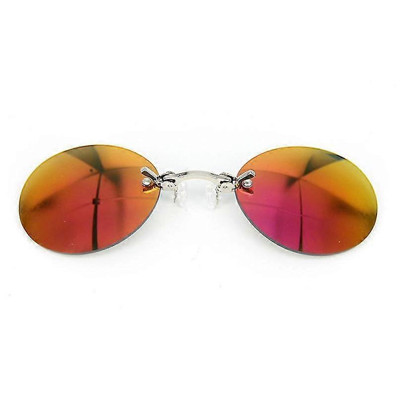 Men's Clip on nose glasses retro round sunglasses movie Matrix Morpheus rimless sunglasses without sleeping