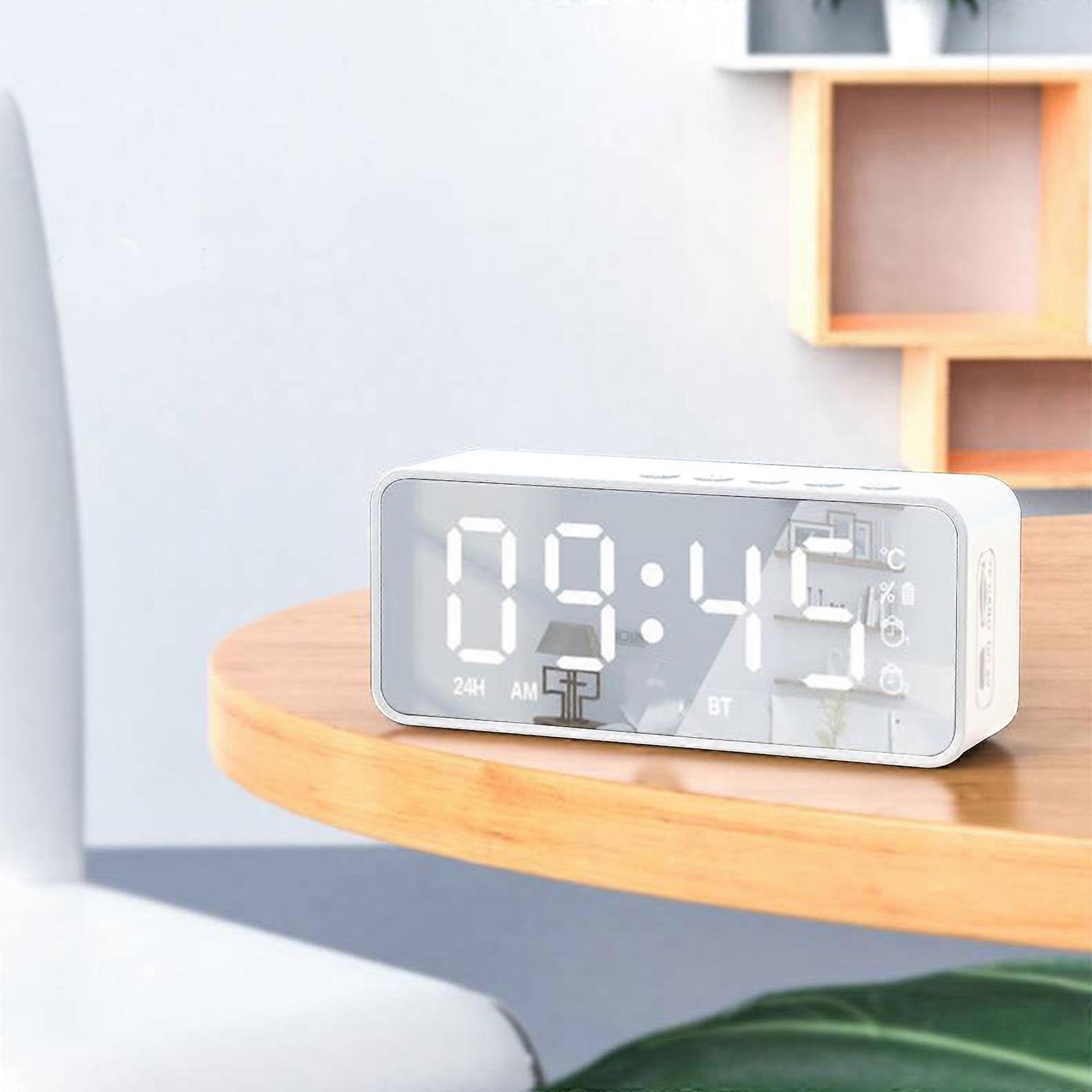 Digital Clock With Bluetooth Speaker Alarm Clock With Alarms Mirror LED Display Bluetooth V5.0 TFCard