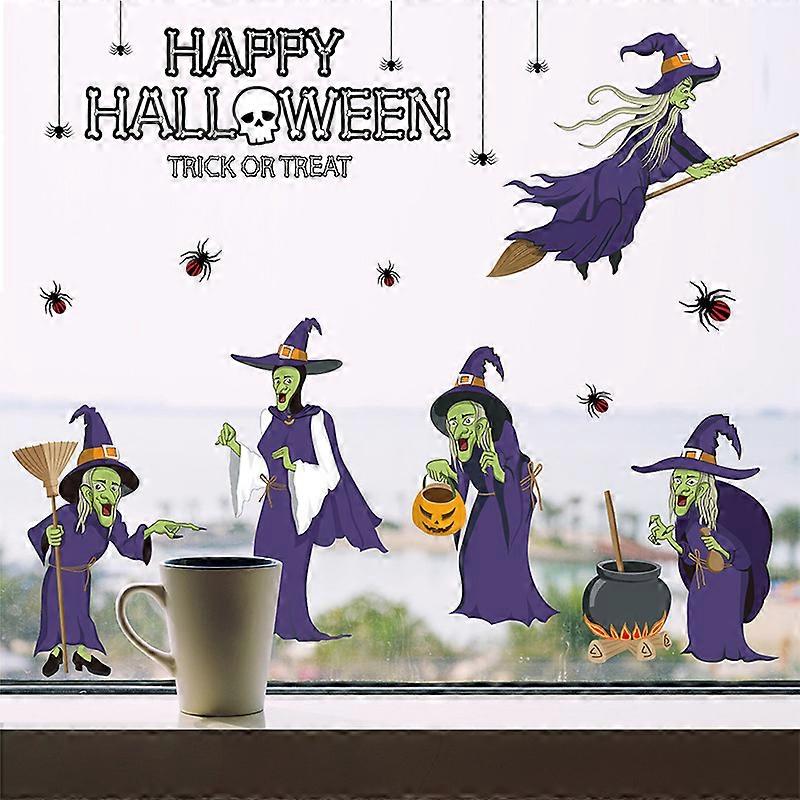 Halloween witch Amazon cross-border window double-sided static window sticker witch sticker