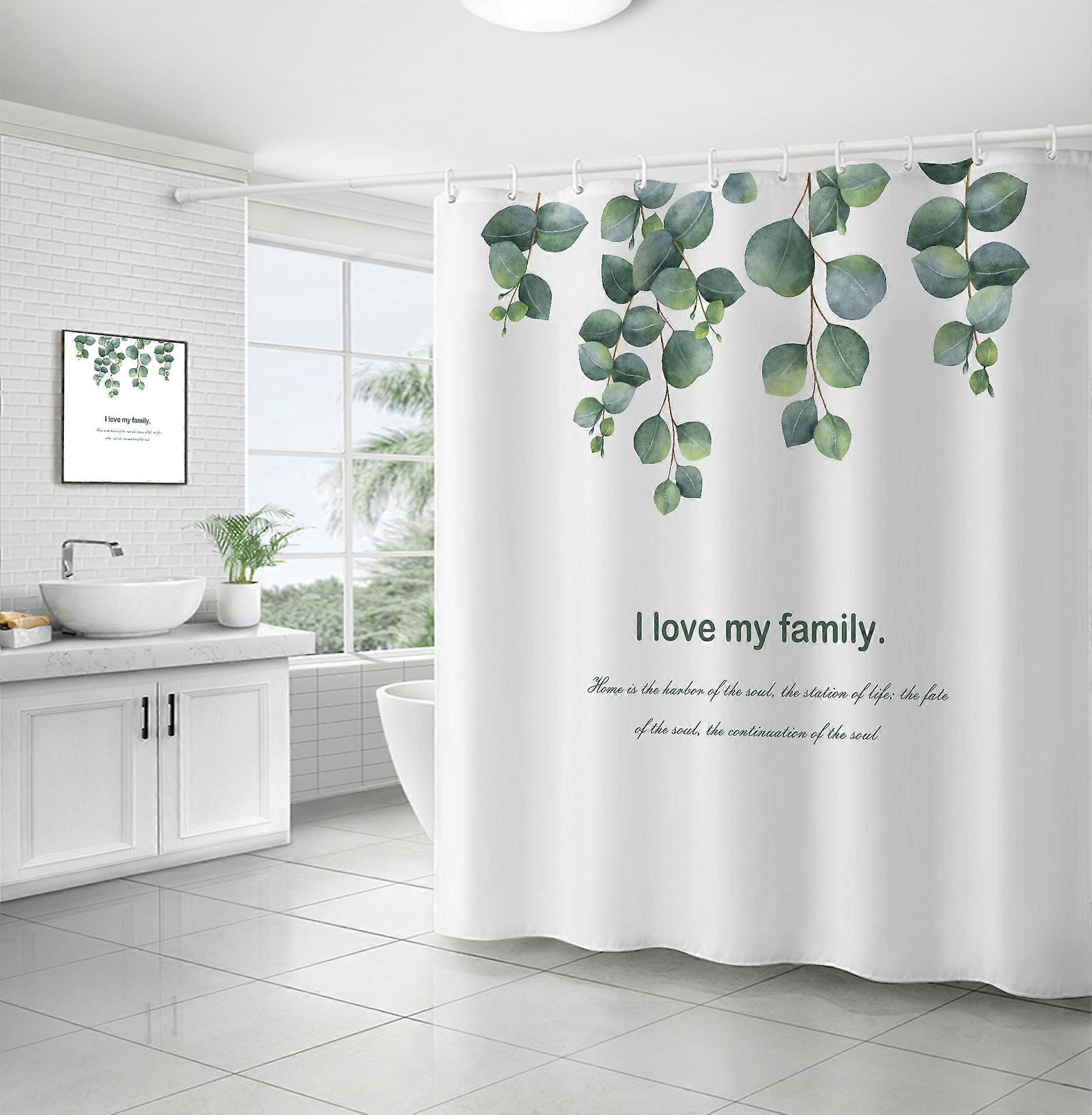 (180x180cm)Waterproof polyester shower curtain with plant flowers E