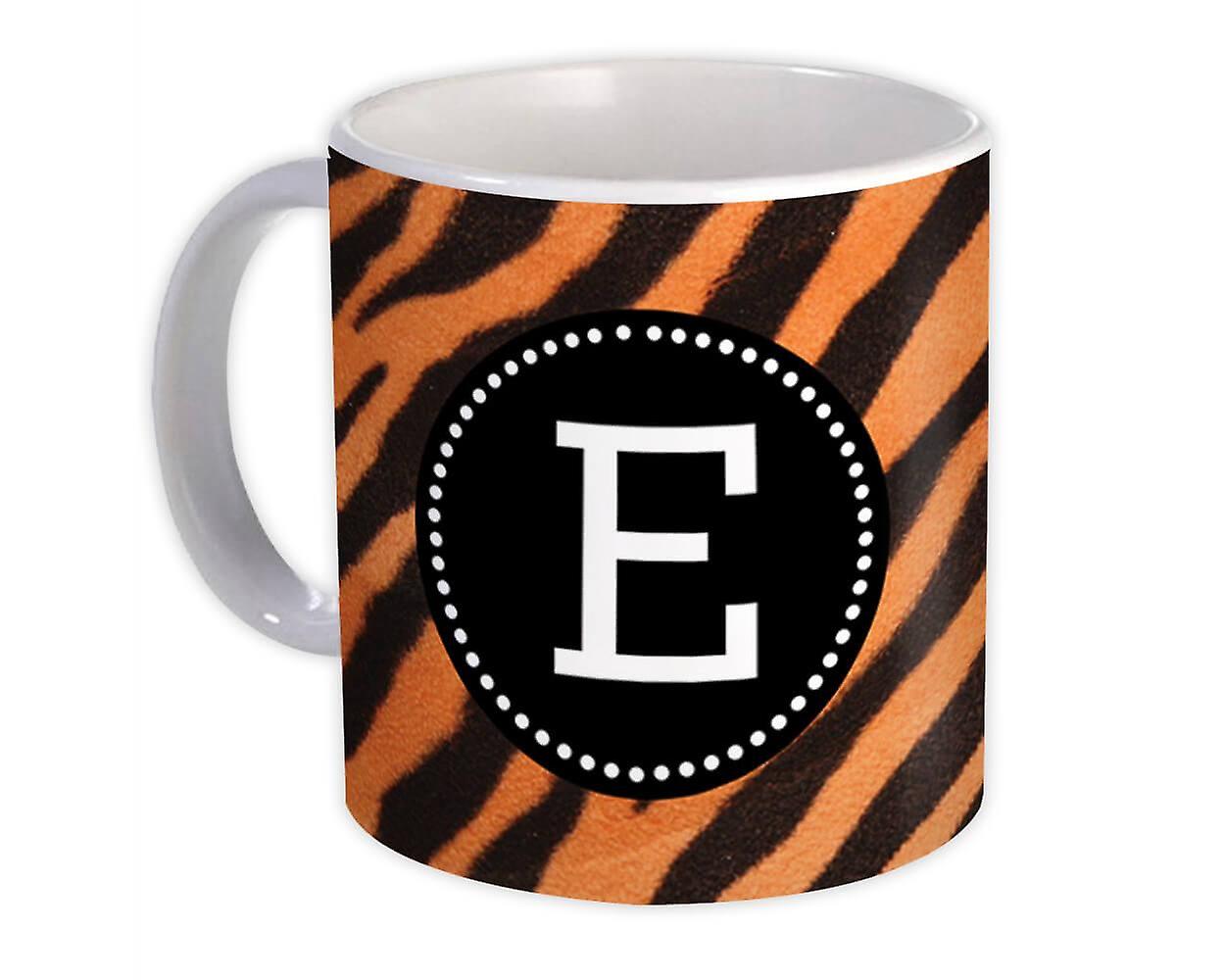 Geschenkbecher: Monogramm Buchstabe E Tiger