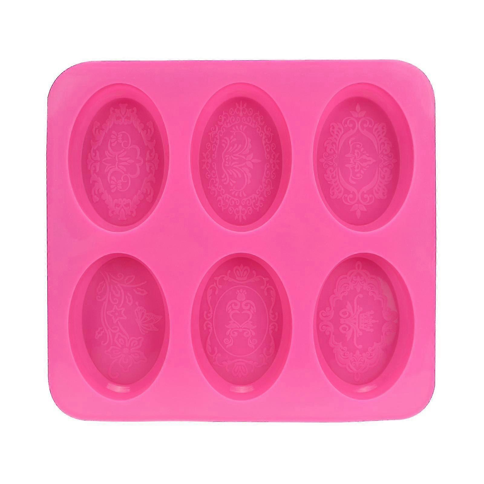 Six Consecutive Oval Soap Molds, Silicone Soap Molds, Lace Pattern Molds