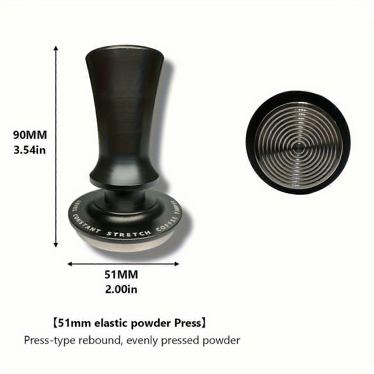 1pc, 51MM/53MM/53.7MM/58MM Espresso Tamper- Premium Carbon Brazing Coffee Tamper With Calibrated Spring Loaded 100% Ripple Stainless Steel Base Tamper