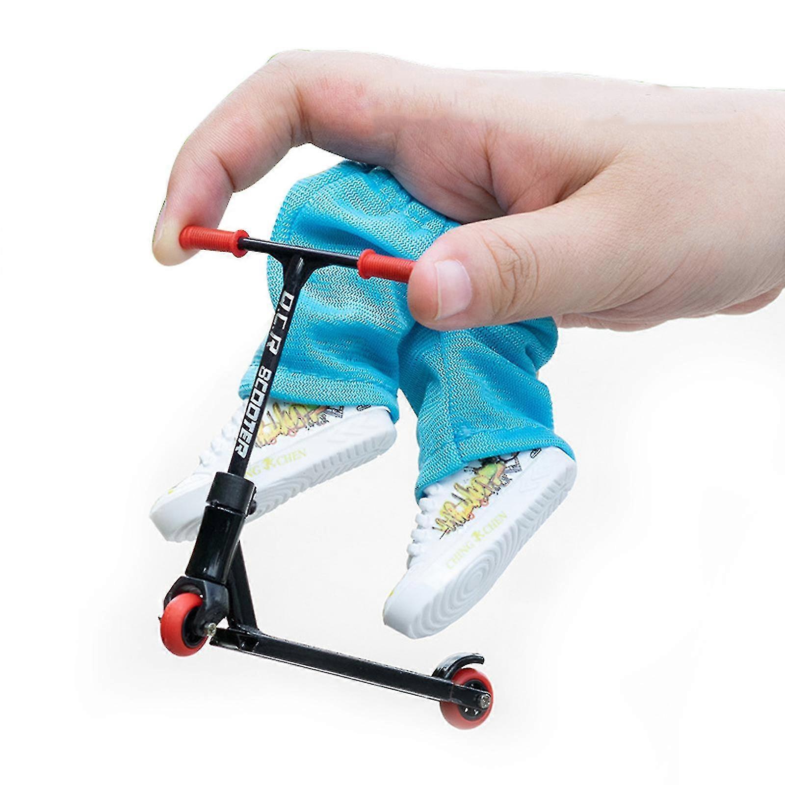 Mini Finger Sparkesykkel Sett med Alloy Sparkesykler og Finger Bukser Sko