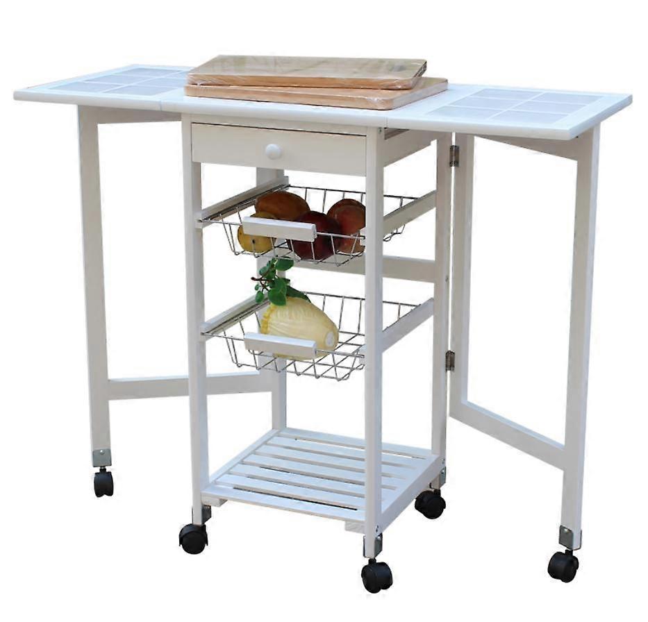 Φορητό κυλώντας Drop-Leaf Κουζίνα Καροτσάκι Cart Τραπέζι Pine Wood