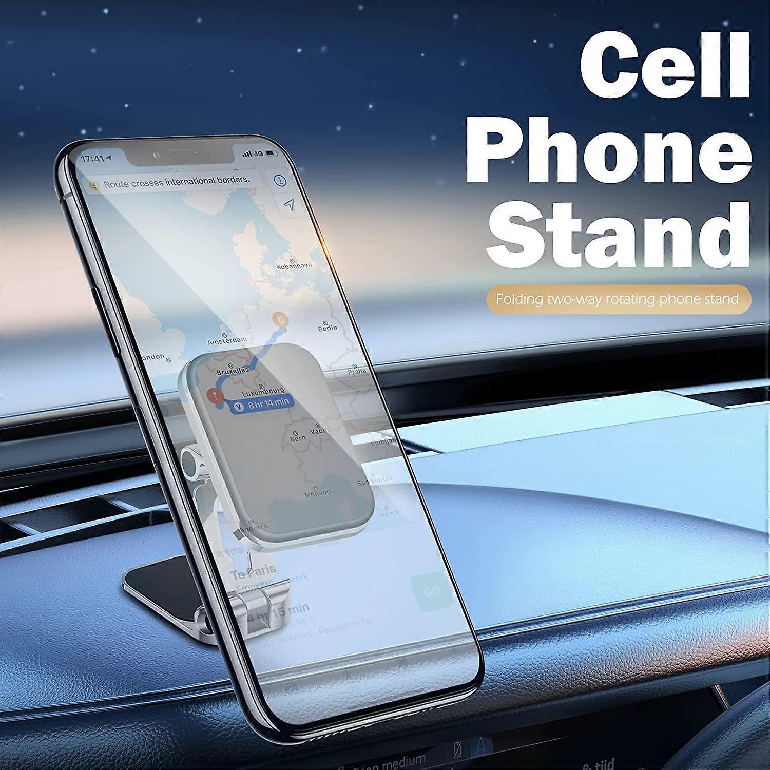Magnetic Car Phone Holder, 360 Rotating Powerful Folding Magnetic Phone Holder, Strong Suction Anti-Shake Magnet Mobile Phone Holder for Car