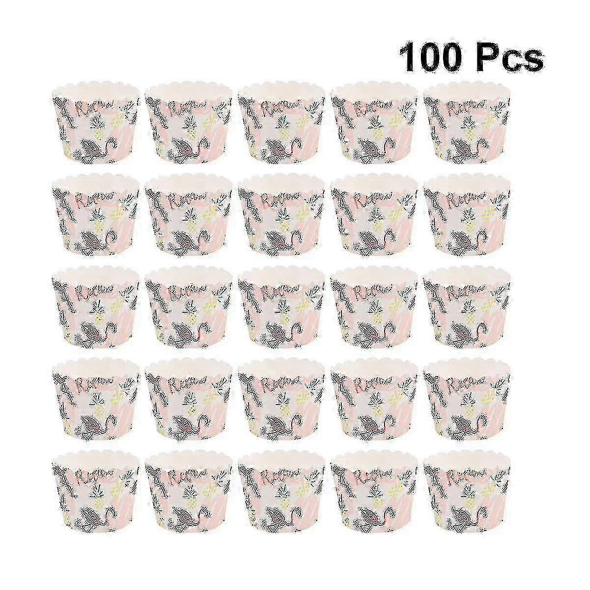 100pcs Colorful Baking Cups Hard Paper Cupcake Containers (random Layout Pattern)