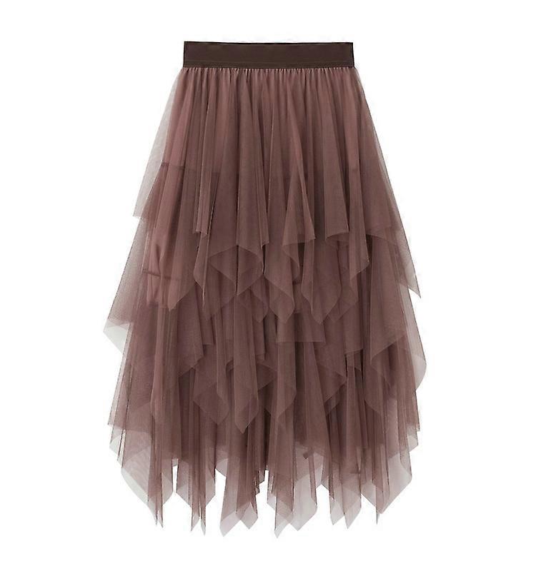 Women's Tulle Skirt Formal High Low Asymmetrical Midi Tea Length Elastic Waist Tutu Skirts