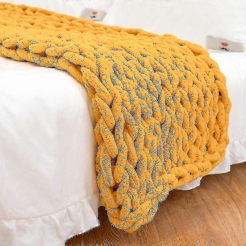 Coperta spessa a maglia a mano spessa calda accogliente morbido al tatto Curcuma 50*50cm