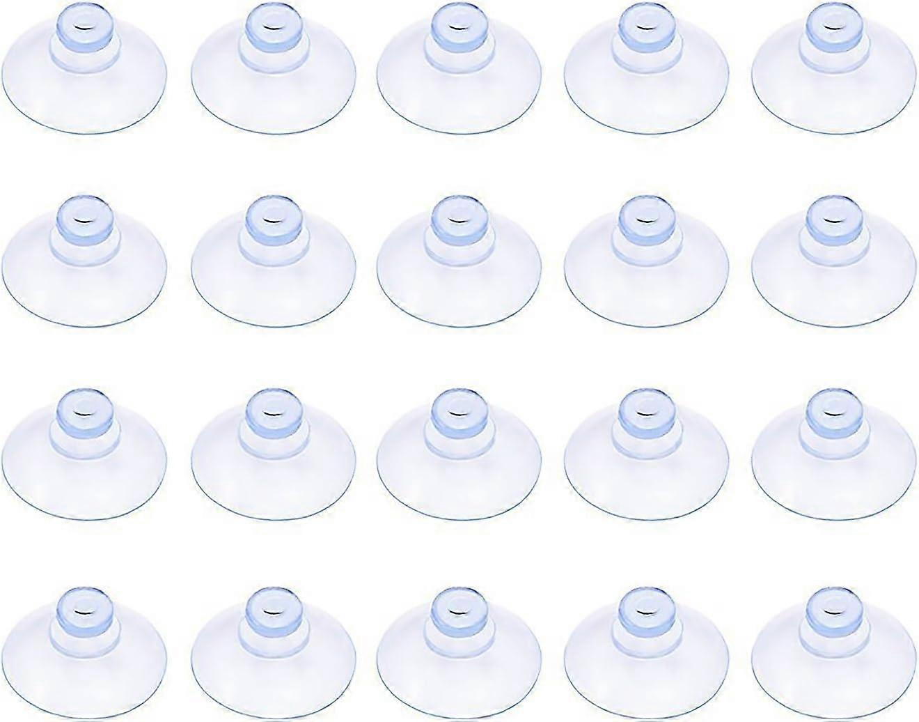Pack of 20 small transparent plastic suction cups, without hook, 20 mm