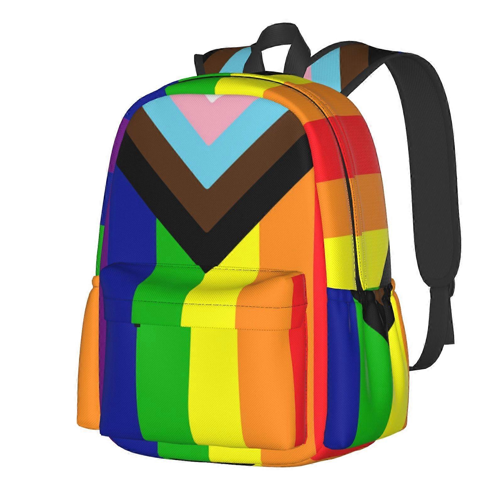 Progress Pride Flag Backpack,Large Capacity Travel Backpack,Laptop Backpack,Water Resistant Backpack For Women Men