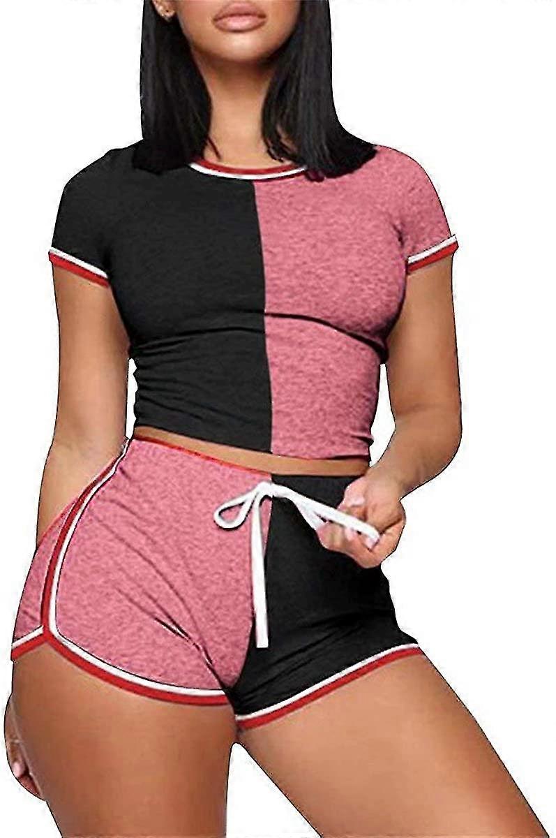 Womens 2-piece Jogging Suit Sports Suit Shorts Set Crop Tops And Shorts