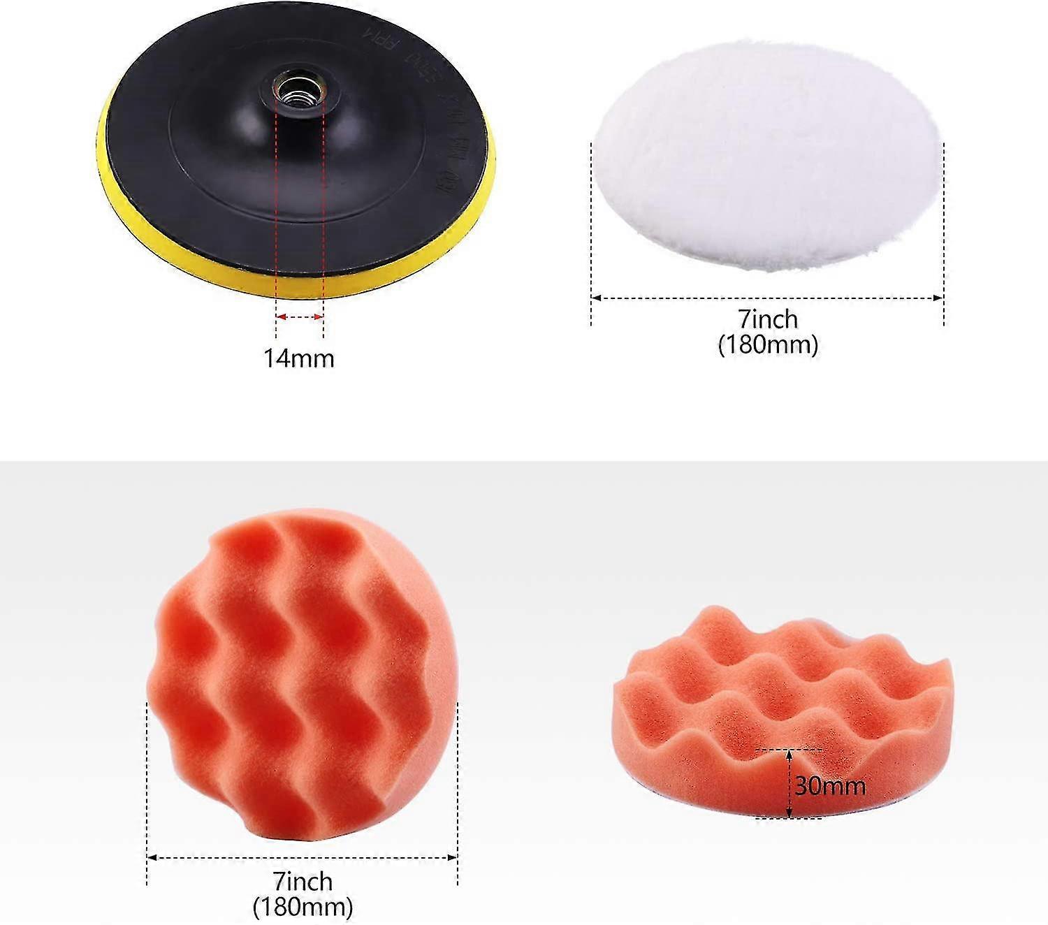 8pcs 7 Inch Polishing Pads Polishing Sponge Wool Waxing Pads With 1 Polishing Plate And 1 Brush For Car Polishing, Sanding, Waxing