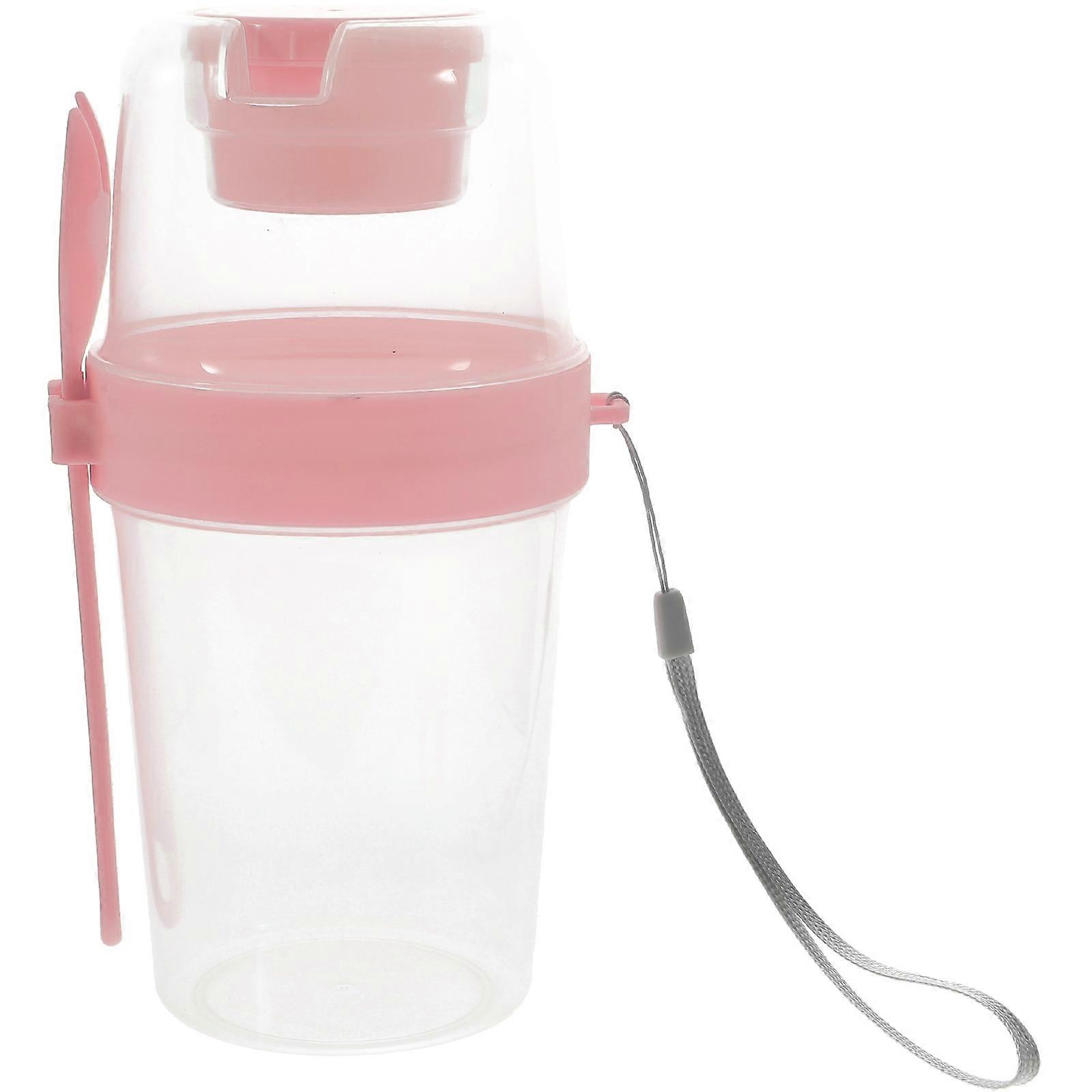 1 Set of Portable  Overnight Oats Cup with Spoon Double Layer Airtight Jars Portable Salad Cup