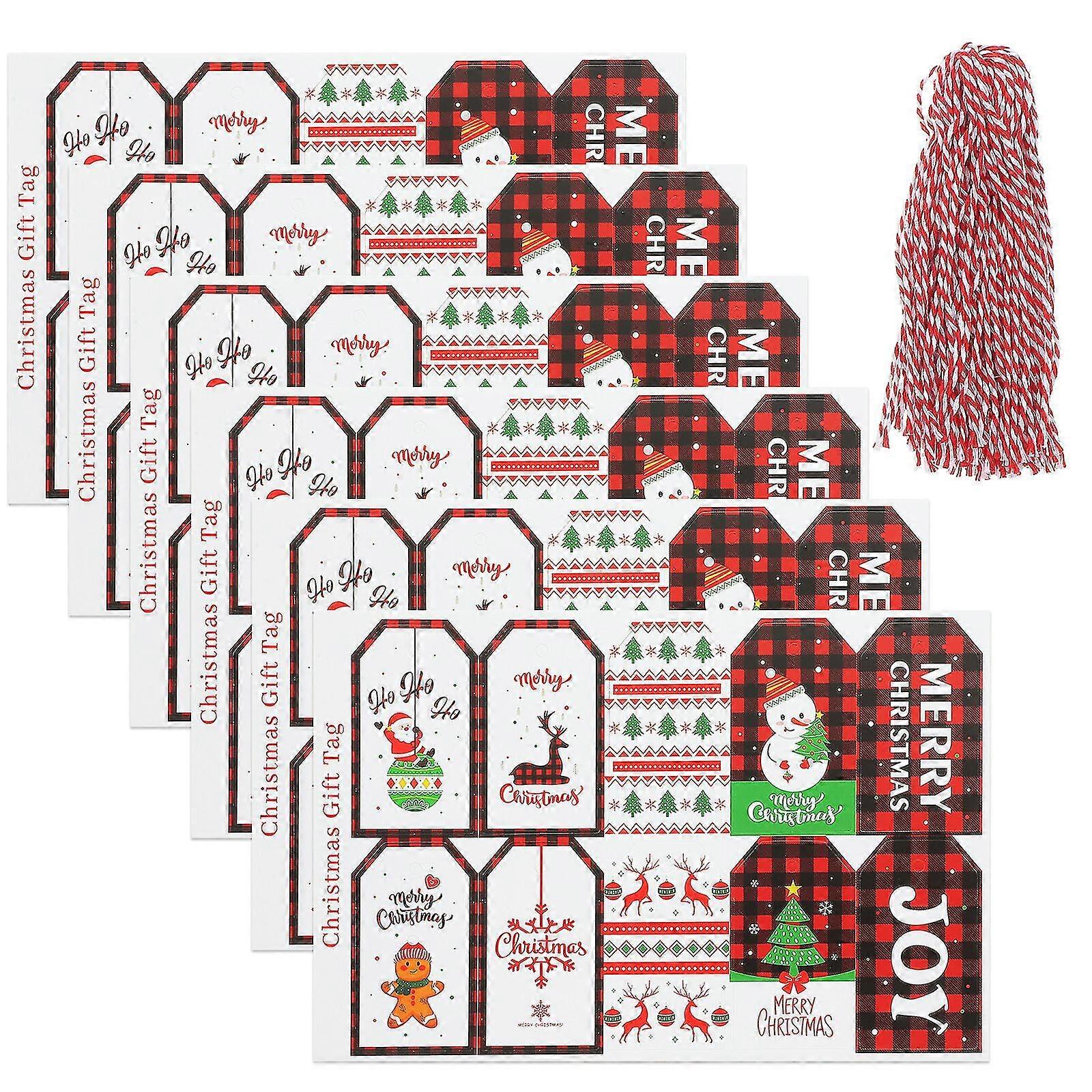 50pcs Christmas Gift Tags Xmas Hanging Tag Labels with String Holiday Party Supplies