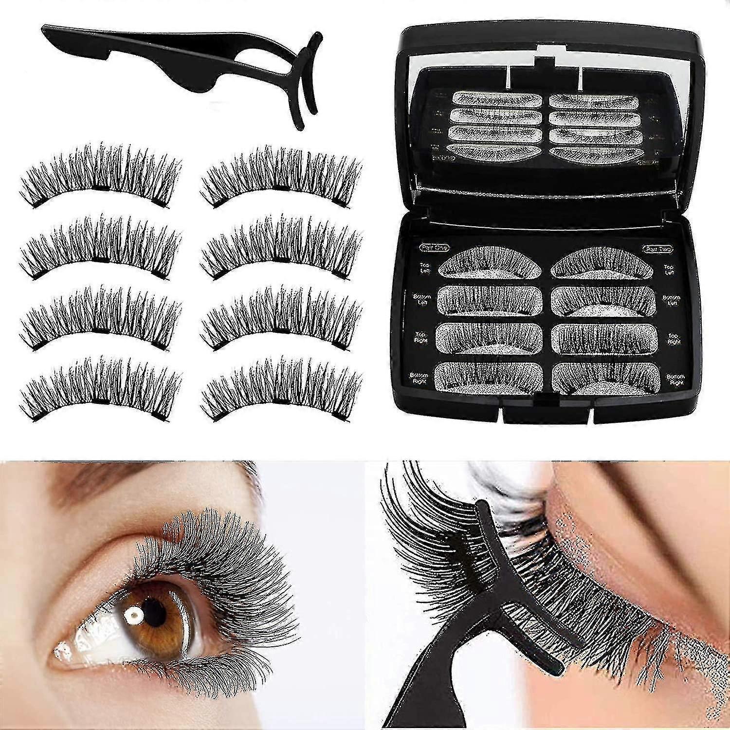 Magnetic Eyelashes Reusable 3d Magnetic False Eyelashes Fake Eye Lashes No Glue 3 Magnets Natural Look Eyelashes Extensions With Tweezers