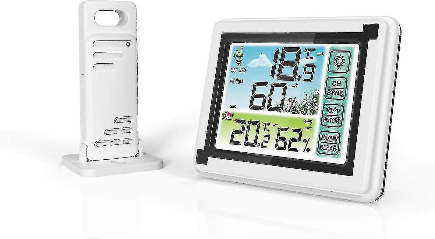 Wireless Weather Station With Outdoor Indoor Sensor Digital Thermometer Hygrometer With Large Lcd Screen For Home And Office Botao
