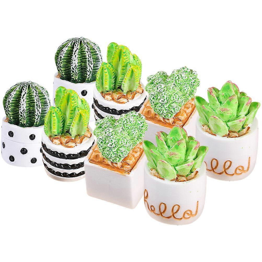 8pcs Small Potted Faux Succulent Plants Mini Fake Cactus Plants Bonsai Mixed Style