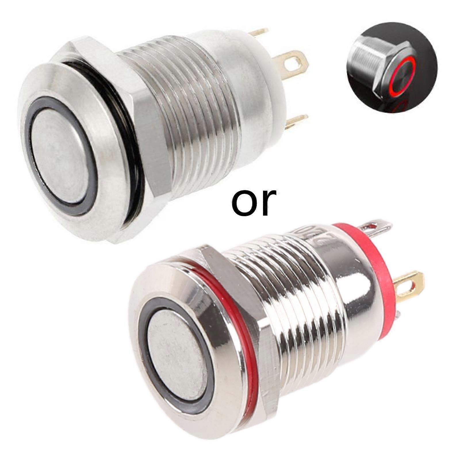 12mm LED illuminated Metal Momentary Push Button Switch Boat Car 3A/220V DC