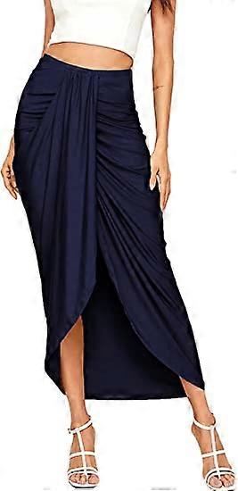 Élastique Asymétrique Taille Haute Taille Maxi Jupe drapée