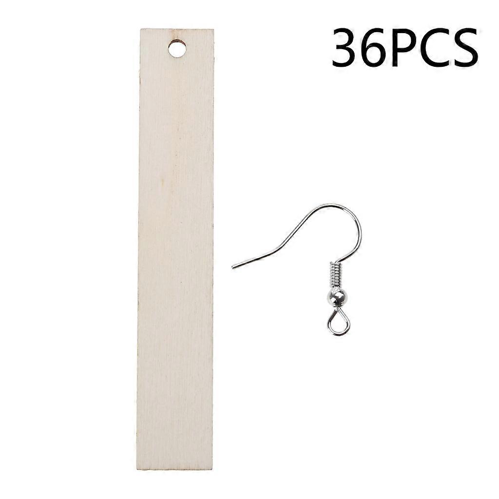 36 PCS Jewelry Making Finding Wooden Simple Rectangle Earring Dangle Charms