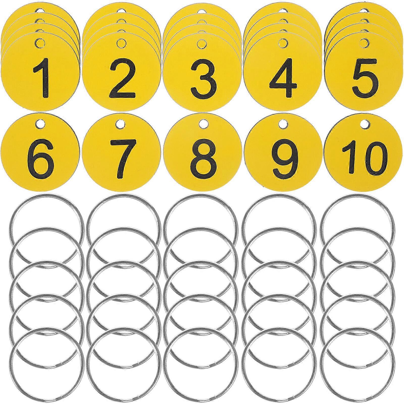 50 Sets Round Number Tags Acrylic Number Tags Portable Number Tags Hanging Number Tags with Rings