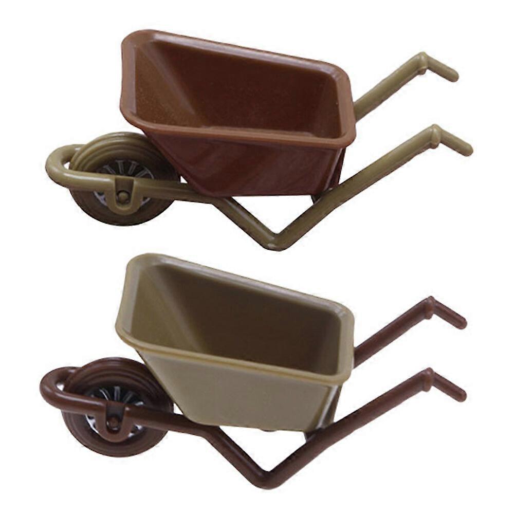 2pcs Cart Model Mini House Miniature Cart Decoration Mini Cart Model Mini House Accessory