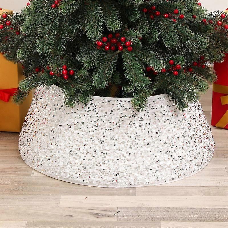 Sparkling Christmas Tree Collar, Glitter Base with Velvet Sequins Skirt for Festive Family Gatherings