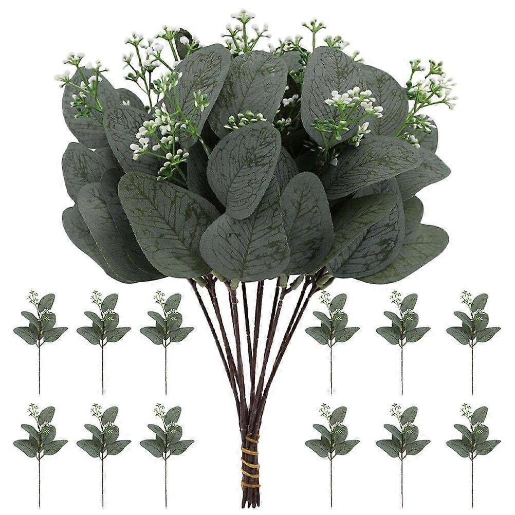 24Pcs Artificial Eucalyptus Stems Leaves Real Touch Faux Eucalyptus Branches for Flower Arrangement