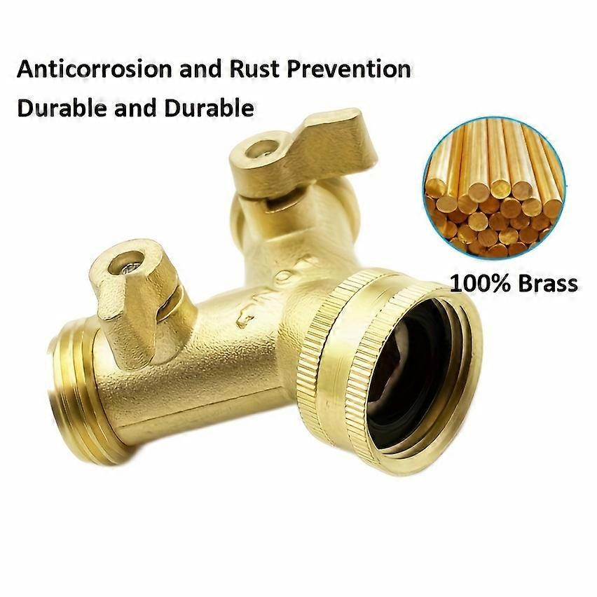 New style 1pc, American 3/4 Thread Interface Garden Full Copper Dual Pass Ball Valve One Two Y-shaped Water Splitter Hose Connector Water Pipe Valve,