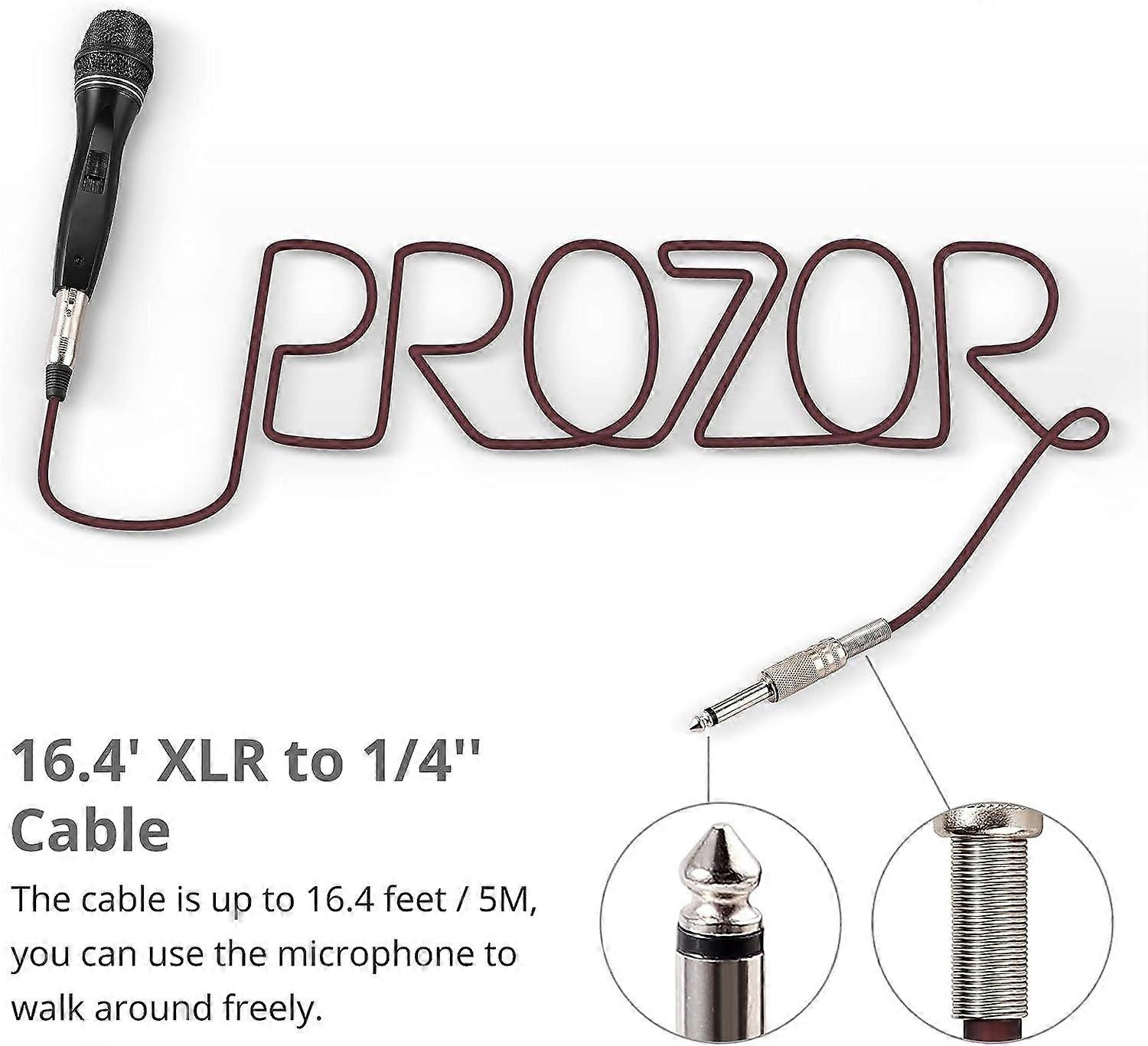 Karaoke Dynamic Microphone - 16.4ft Metal Handheld Mic Wired