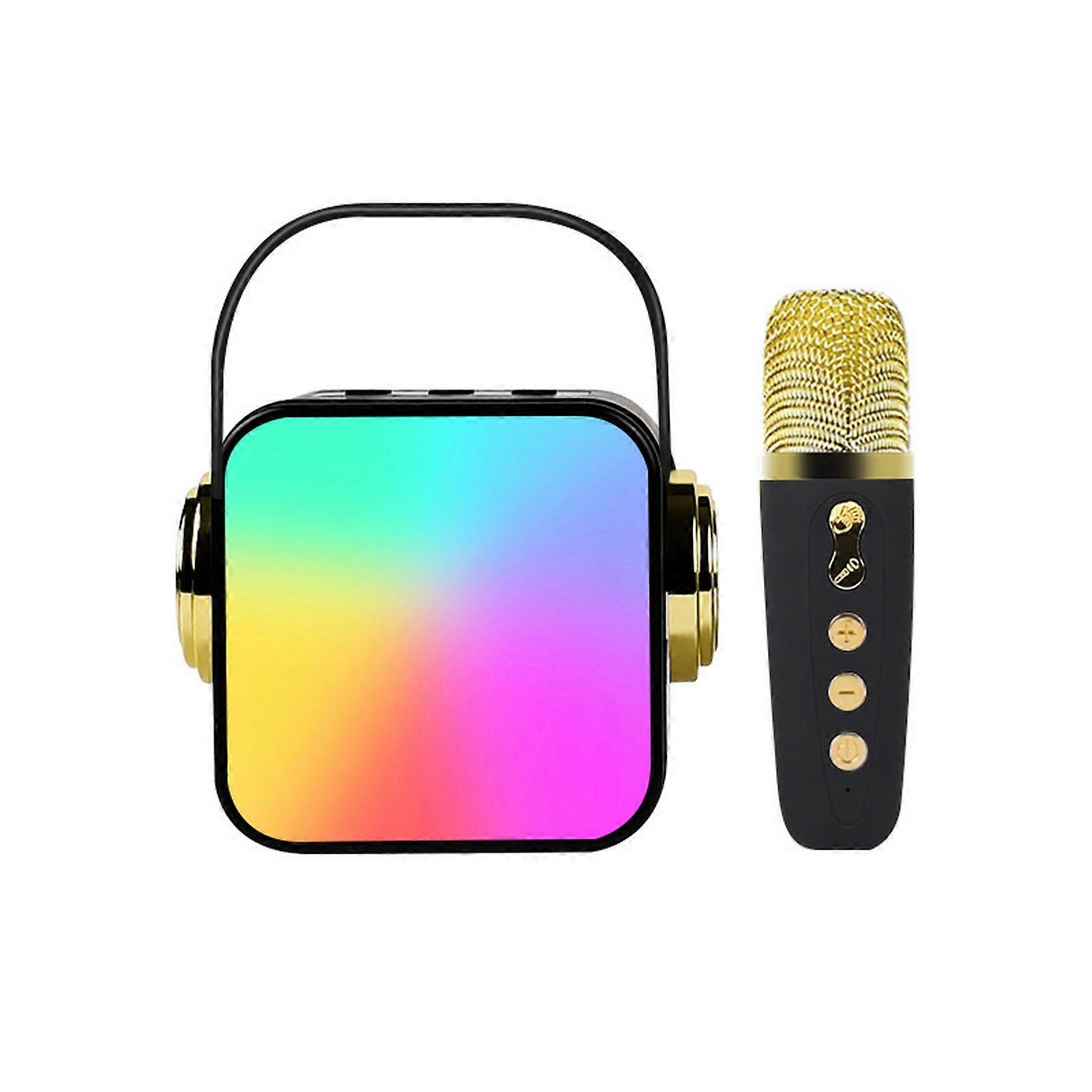 Bluetooth-compatible Speaker Mini Karaoke Machine Toy with Handle Stable Transmission Portable Speaker with Wireless Microphone Kit QingHai